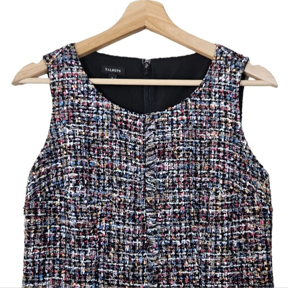 Talbots Tweed Fringe Wool Blend Sleeveless Dress womens size 2 - Picture 4 of 8